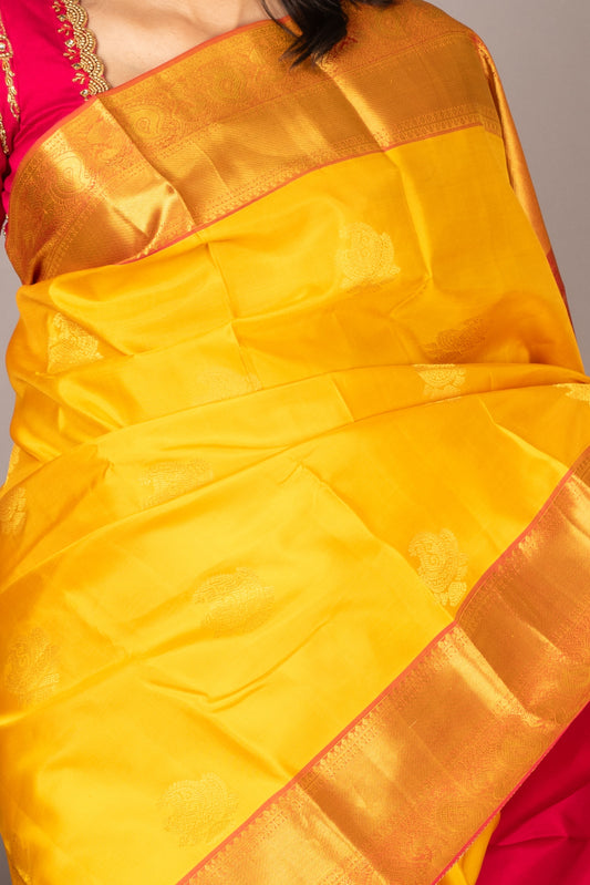 Yellow colour silk saree