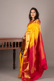 Yellow colour silk saree