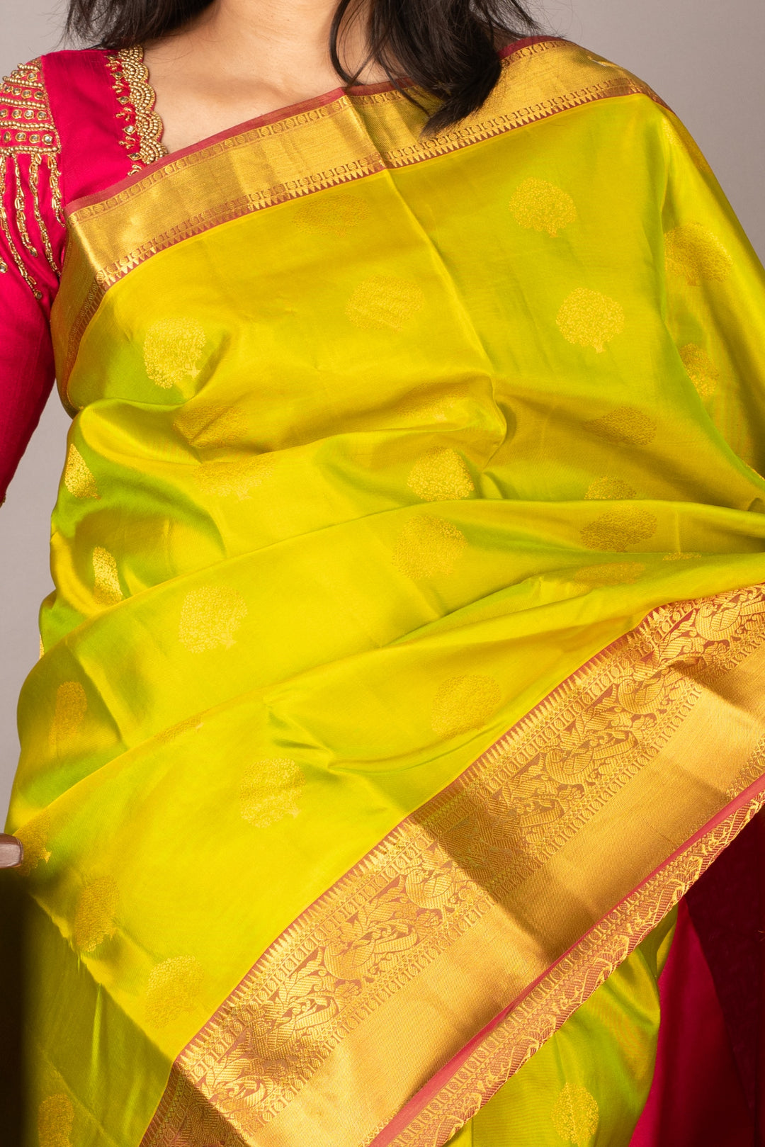 Light green and pink soft silk saree