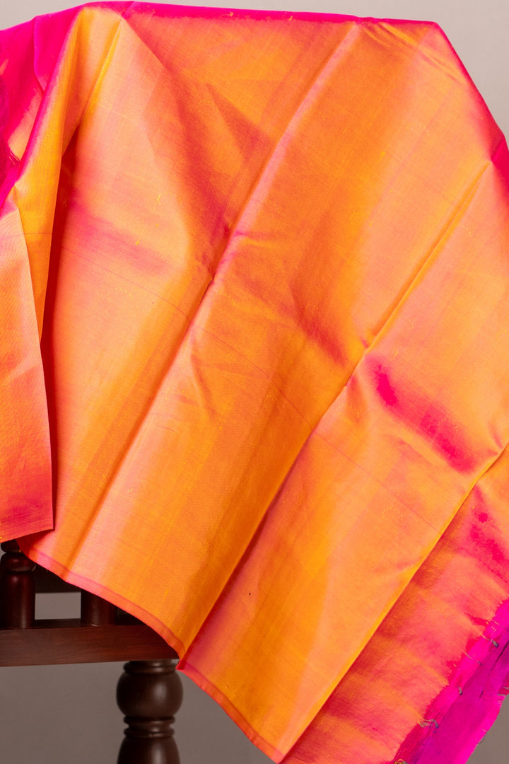 Offwhite magenta pink kanchipuram silk saree