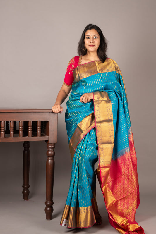 Light blue pure silk saree