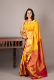 Yellow and pink pattu saree