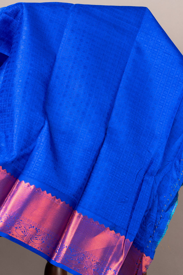 Aqua blue kanjivaram silk saree