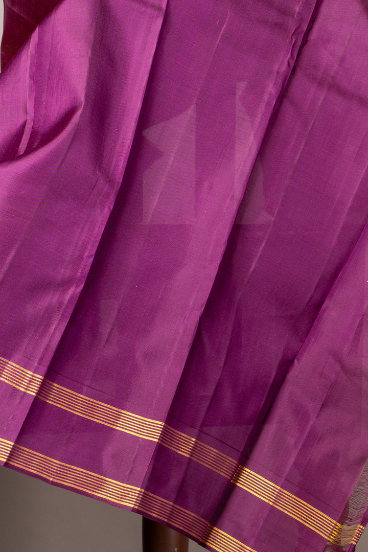 Bright Yellow and Purple Pure  kanjivaram silk saree