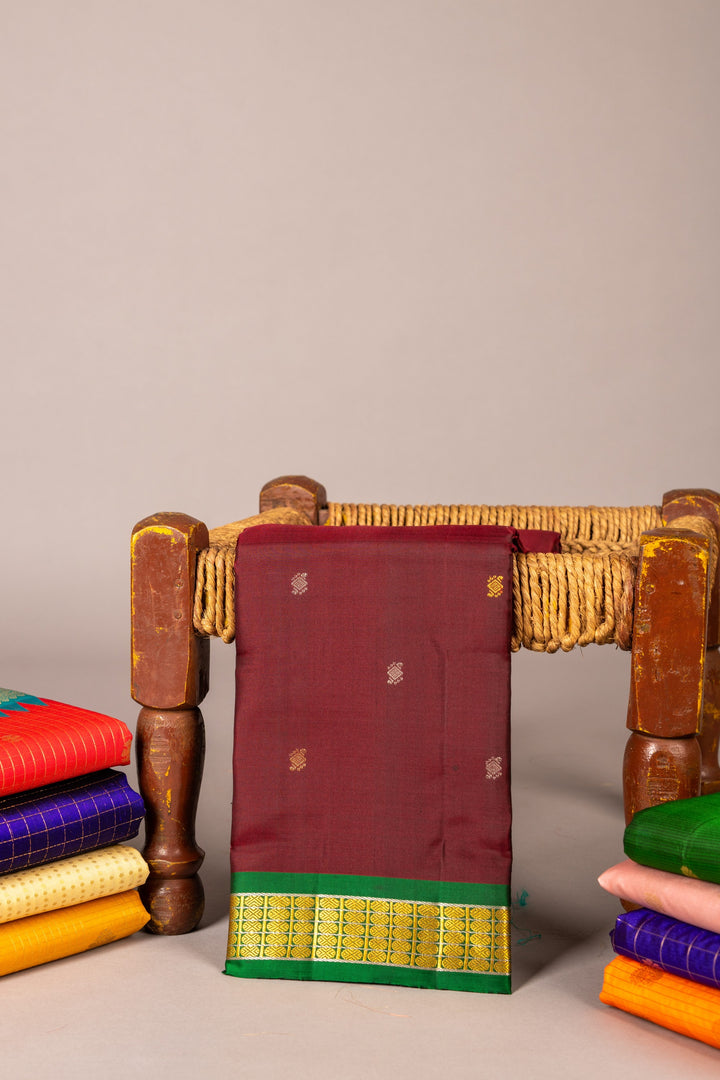 Green and Maroon Silk Saree