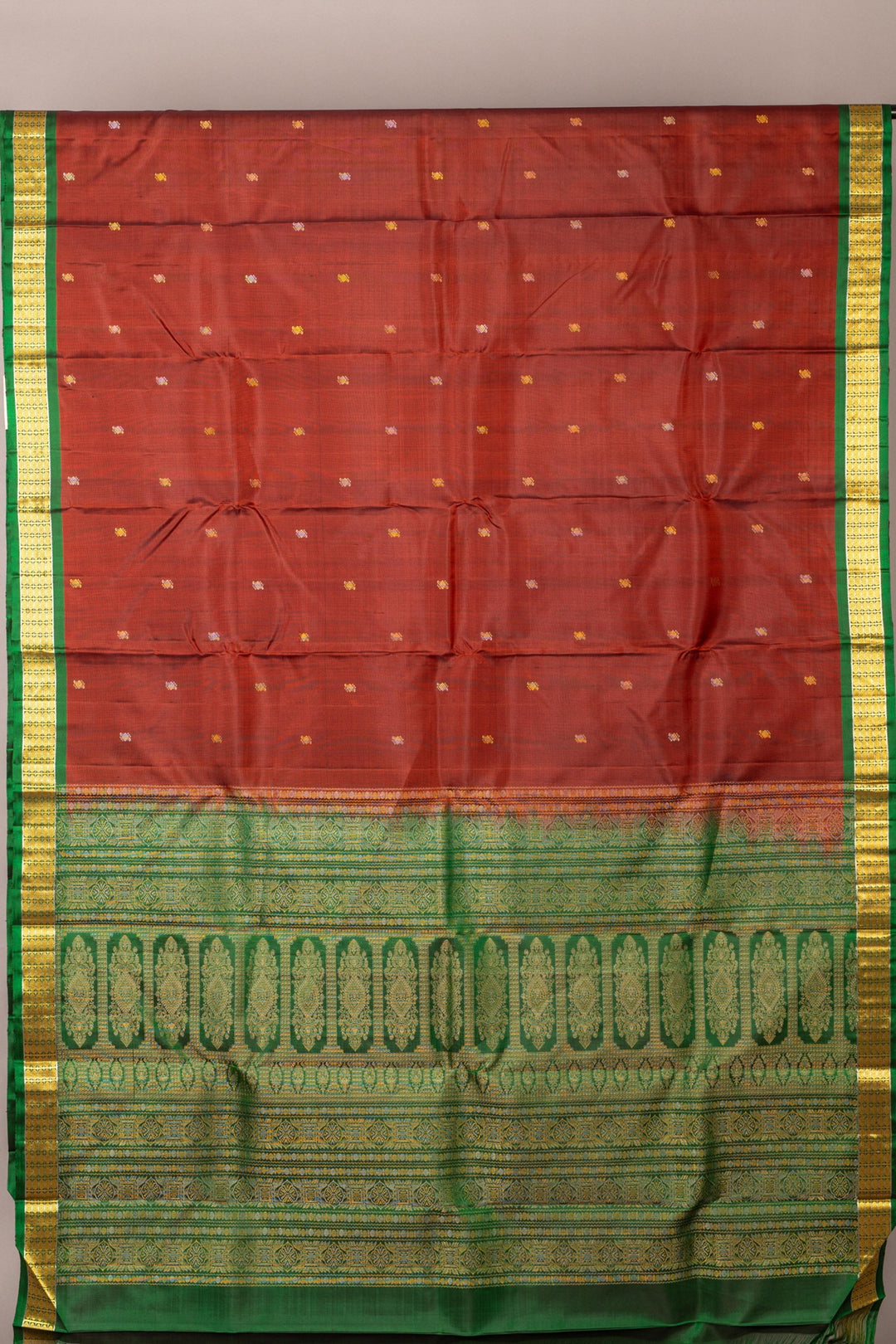 Green and Maroon Silk Saree