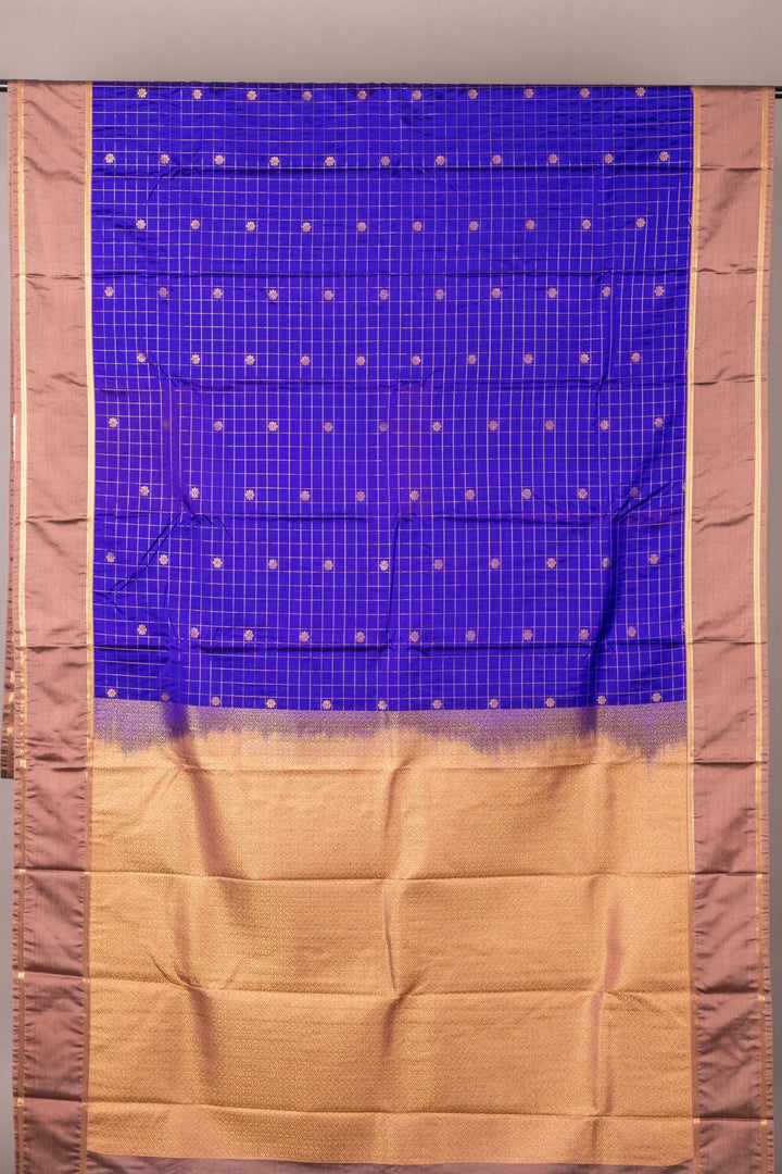 Blue and chocolate semi silk saree