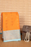 Orange and Sky Blue Semi Silk Saree