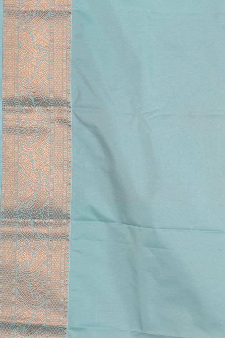 Orange and Sky Blue Semi Silk Saree