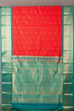 Teal and orange semi silk saree