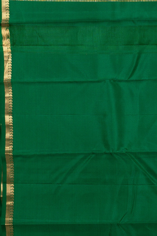 Dark green soft silk saree