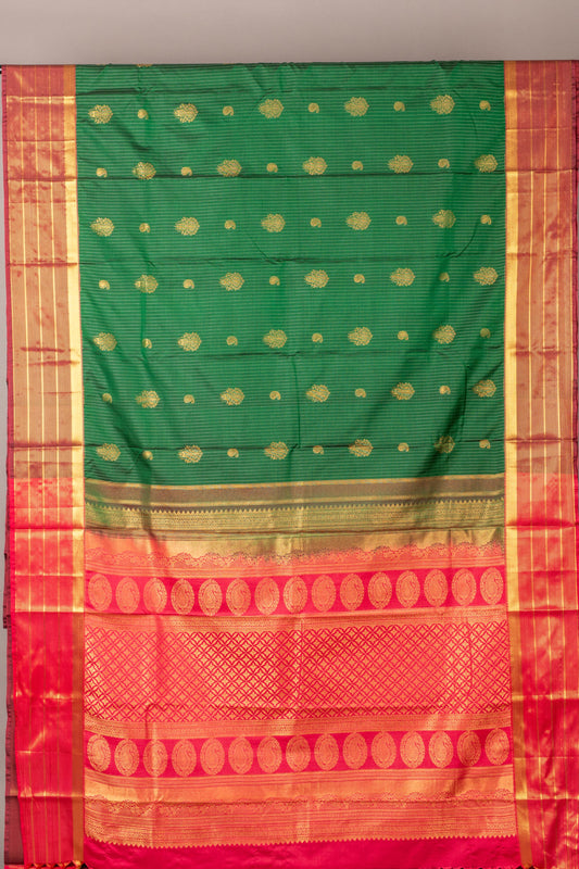 Green and Pink Vairaoosi Semi Silk Saree