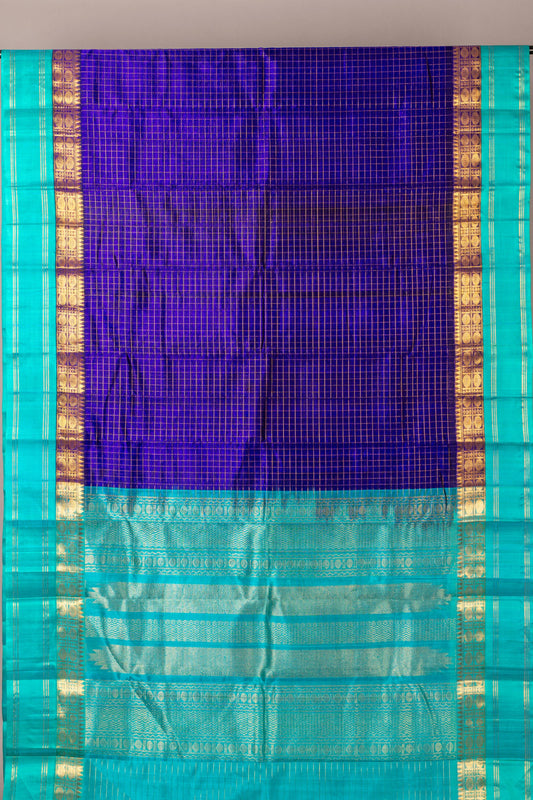 Dark blue and Light blue silk cotton