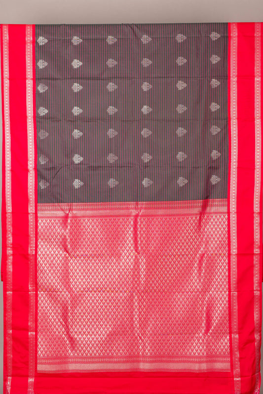 Military green and pink semi silk saree