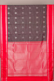Military green and pink semi silk saree