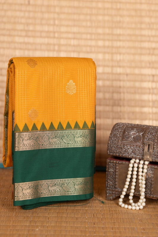 Chrome yellow soft silk saree