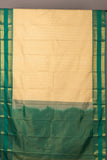 Offwhite Teal Semi Silk Saree