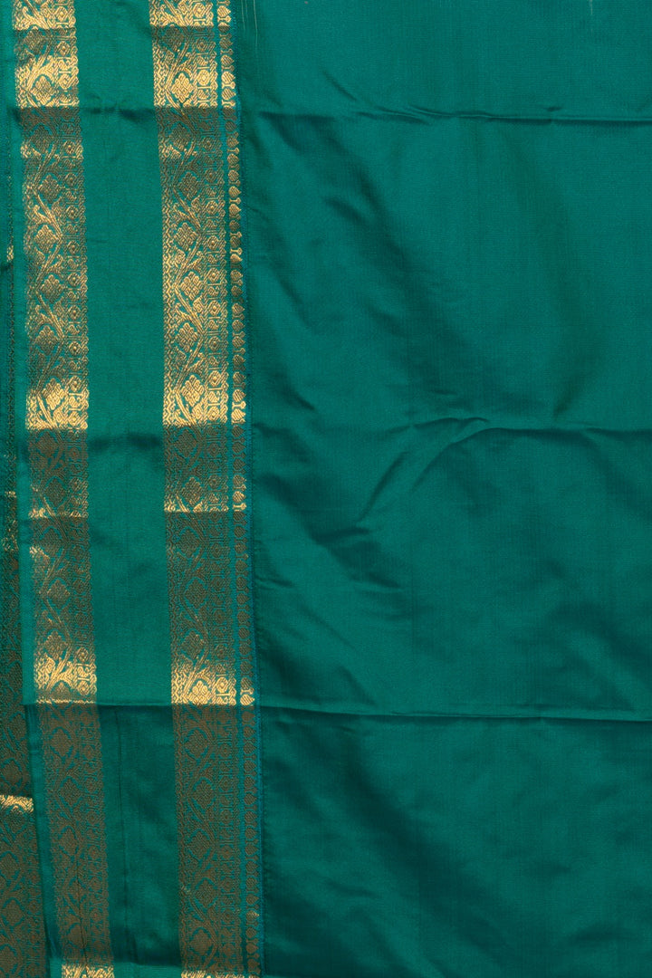 Offwhite Teal Semi Silk Saree