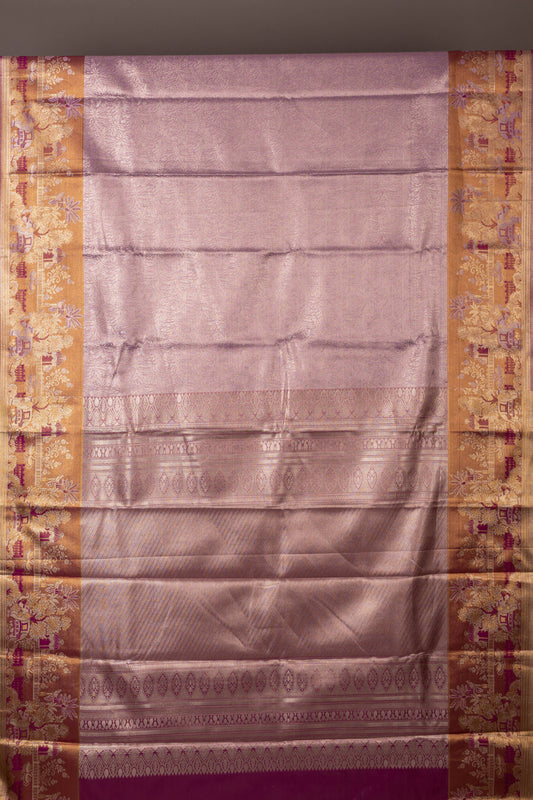 Lilac lavender tissue silk saree