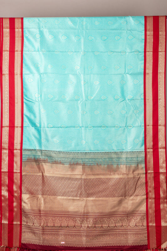 Blue Small Border Soft Silk Saree