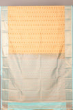 cream and blue semi silk saree