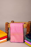 Pink and green designer semi silk saree