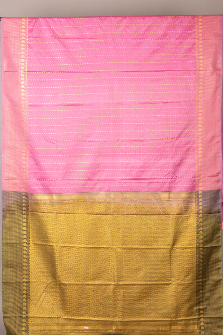 Pink and green designer semi silk saree