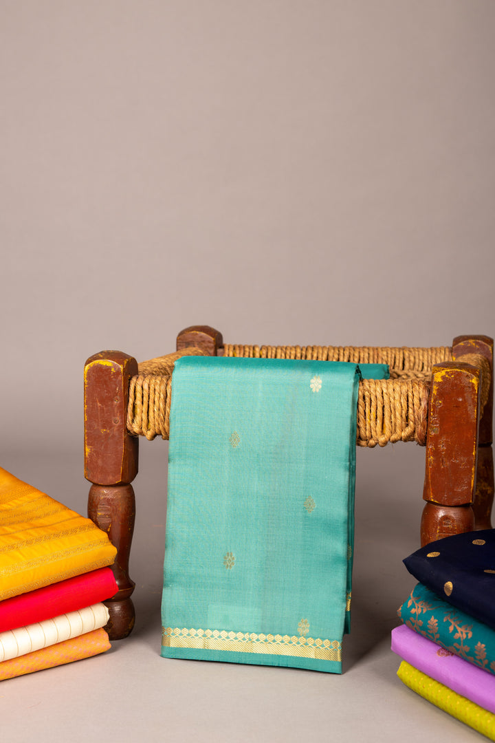 Baby blue pure silk saree