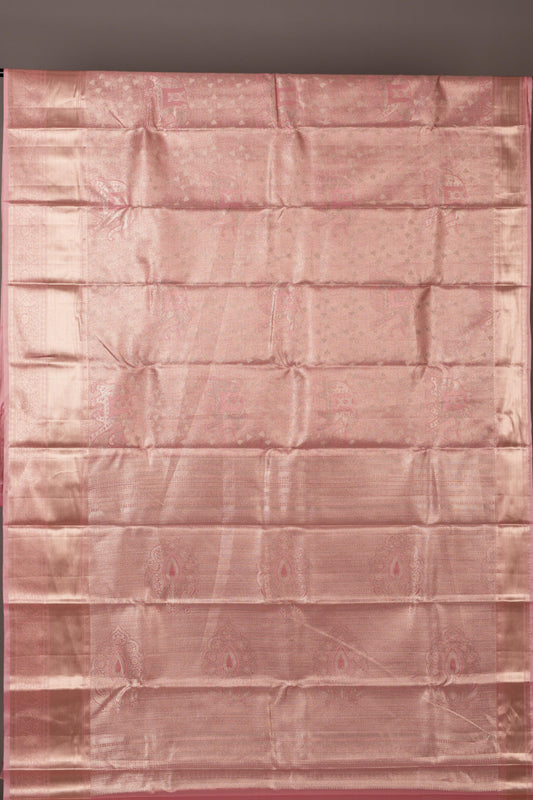Pink turning border tissue silk saree