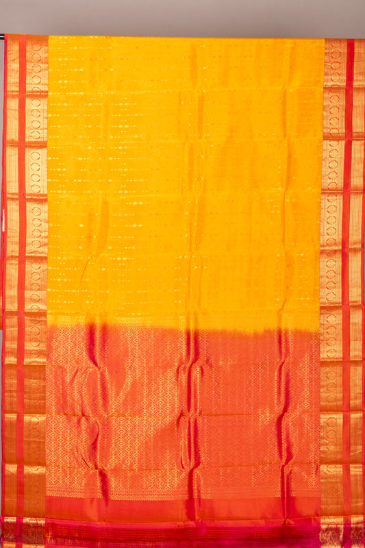 Dual tone yellow and pink pure touch silk saree