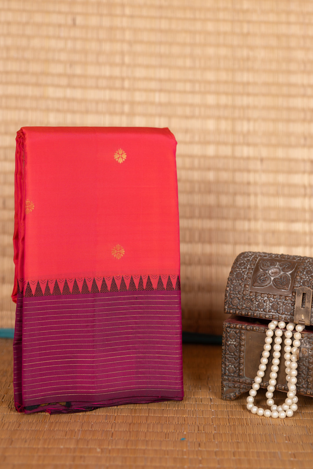 Mulberry pink pure touch silk saree