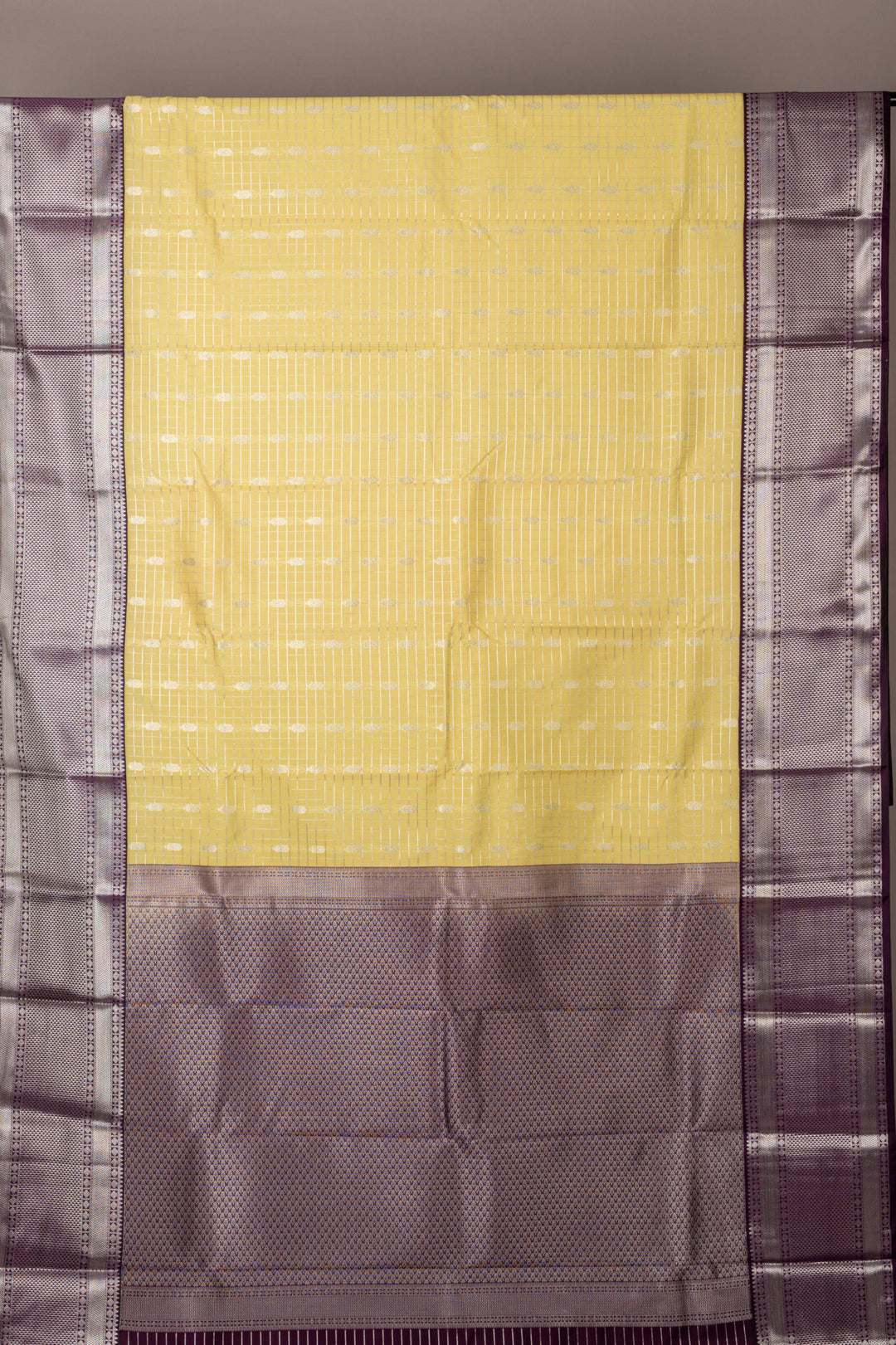 Offwhite and purple semi silk saree