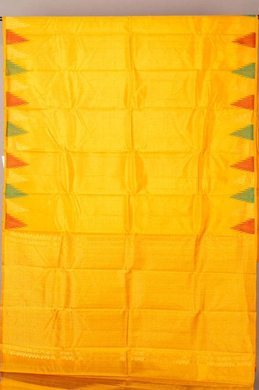 Mustard Yellow temple border silk saree