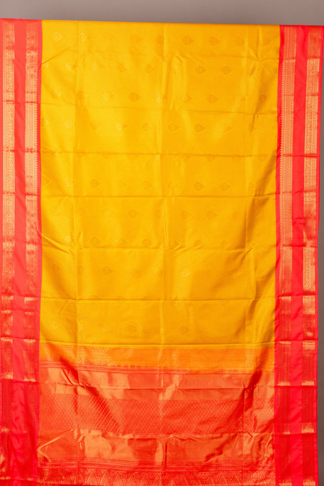 Mango yellow and peachish soft silk saree