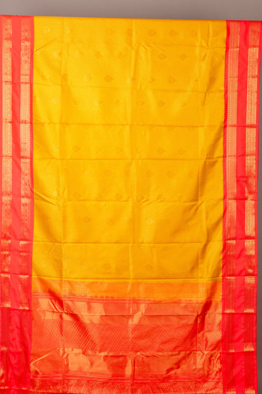 Mango yellow and peachish soft silk saree
