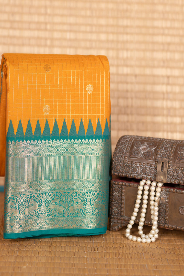 Honey orange semi silk saree