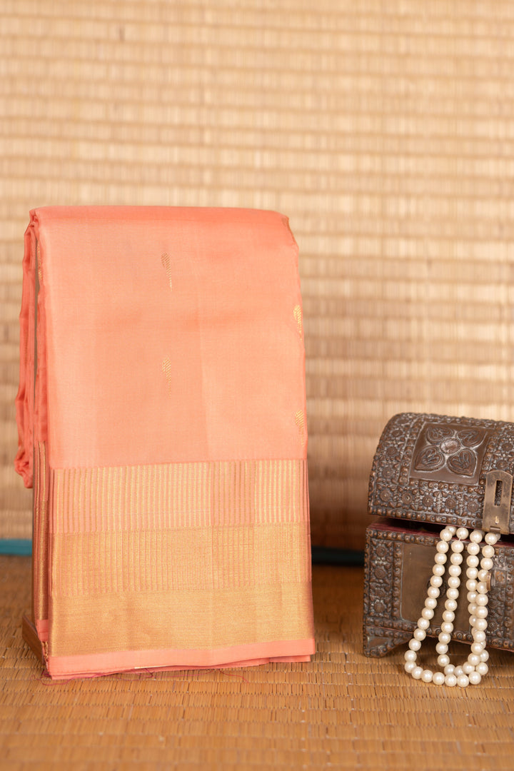 Salmon peach silk saree