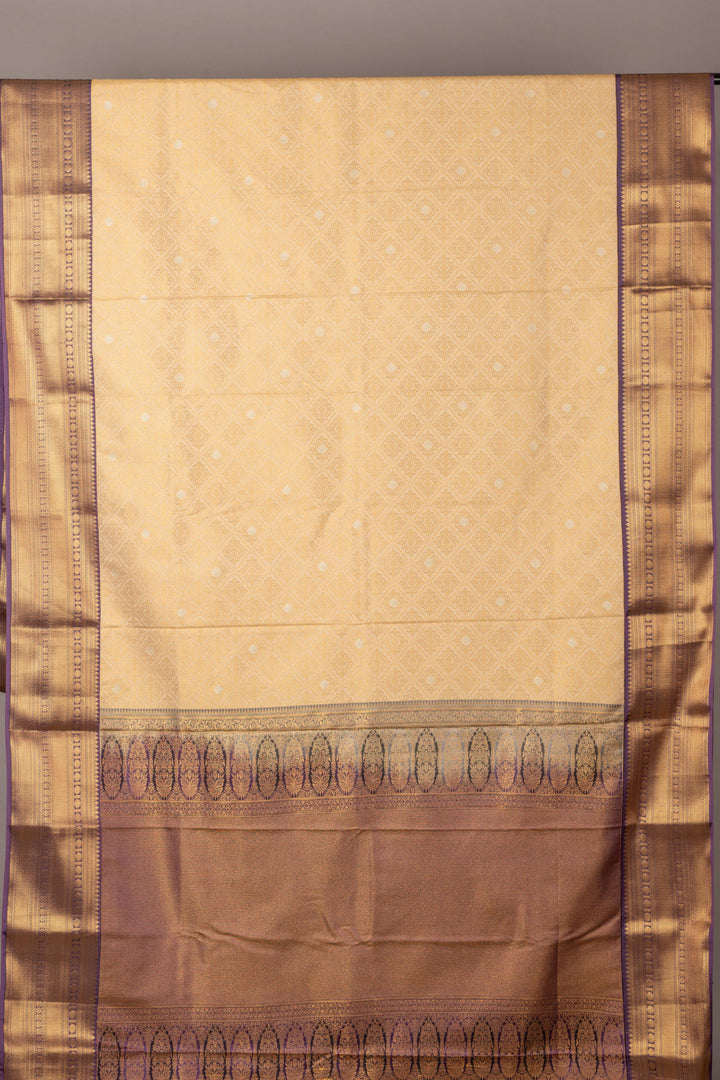 purple and cream soft silk saree