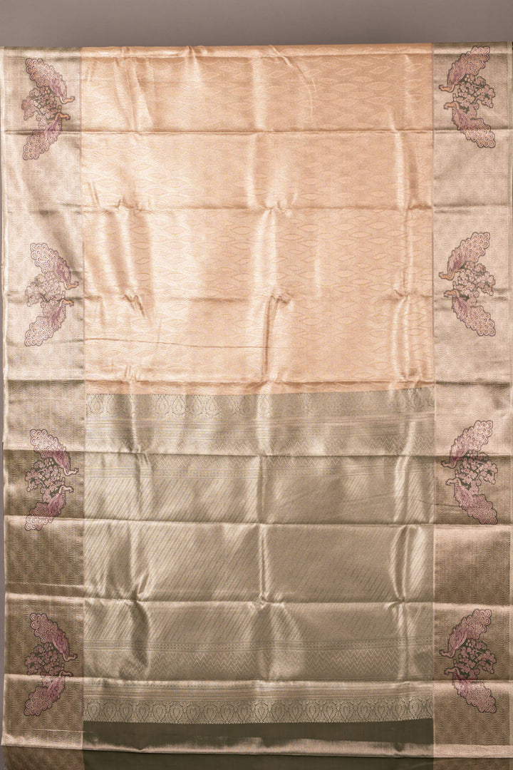 Peach tissue silk saree