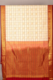 Offwhite and red semi silk saree