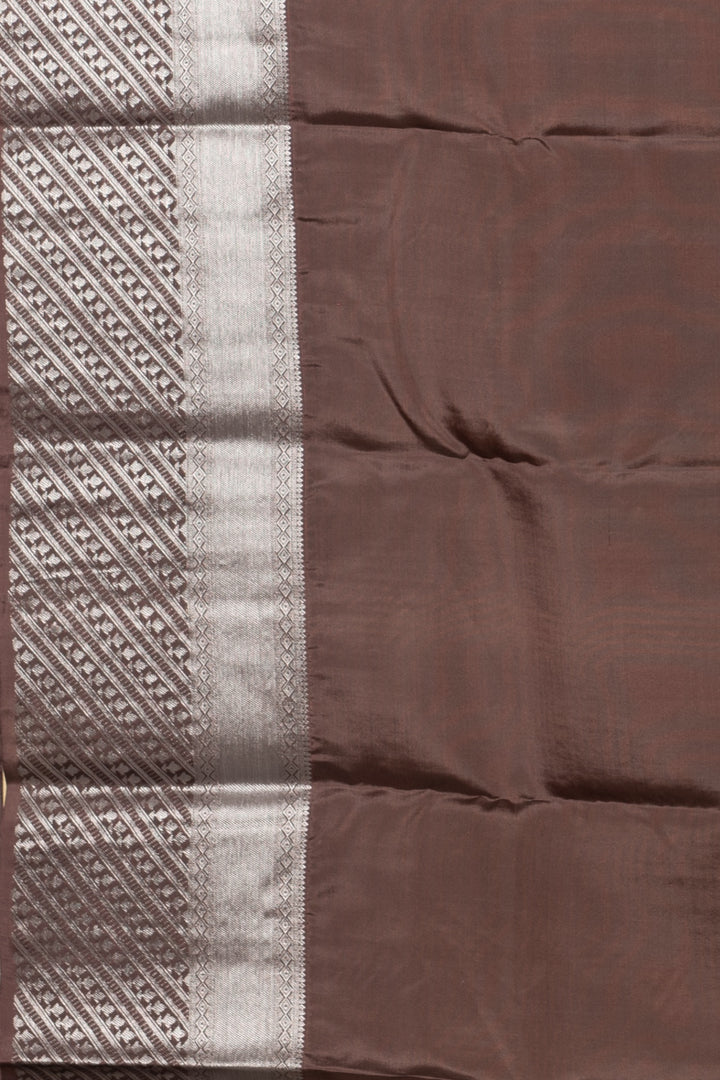 Offwhite and chocolate pure touch silk saree