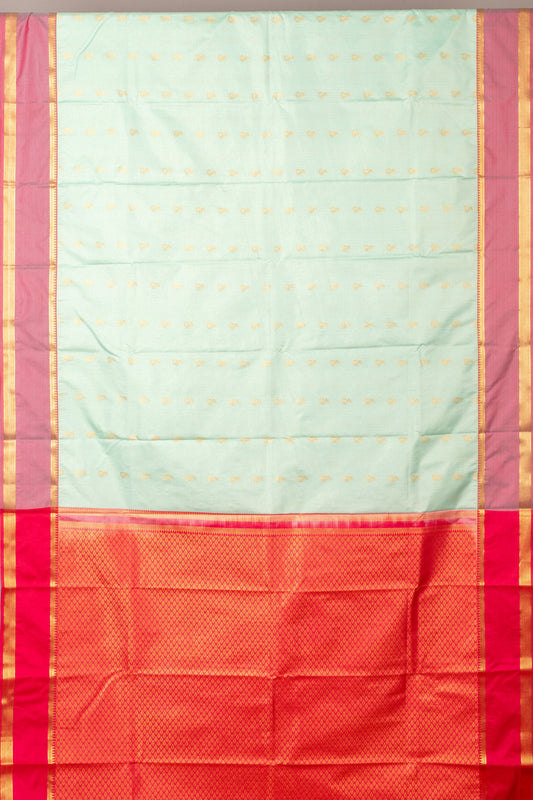 Pastel baby blue semi soft silk saree