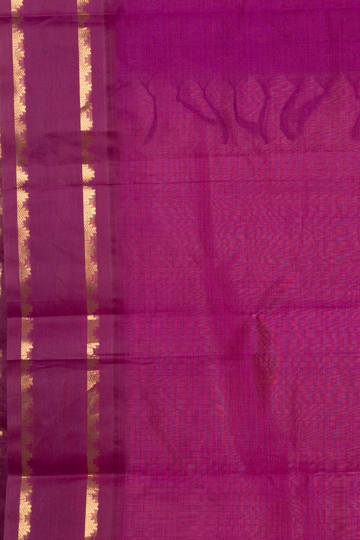 Flamingo pink and purple silk cotton saree