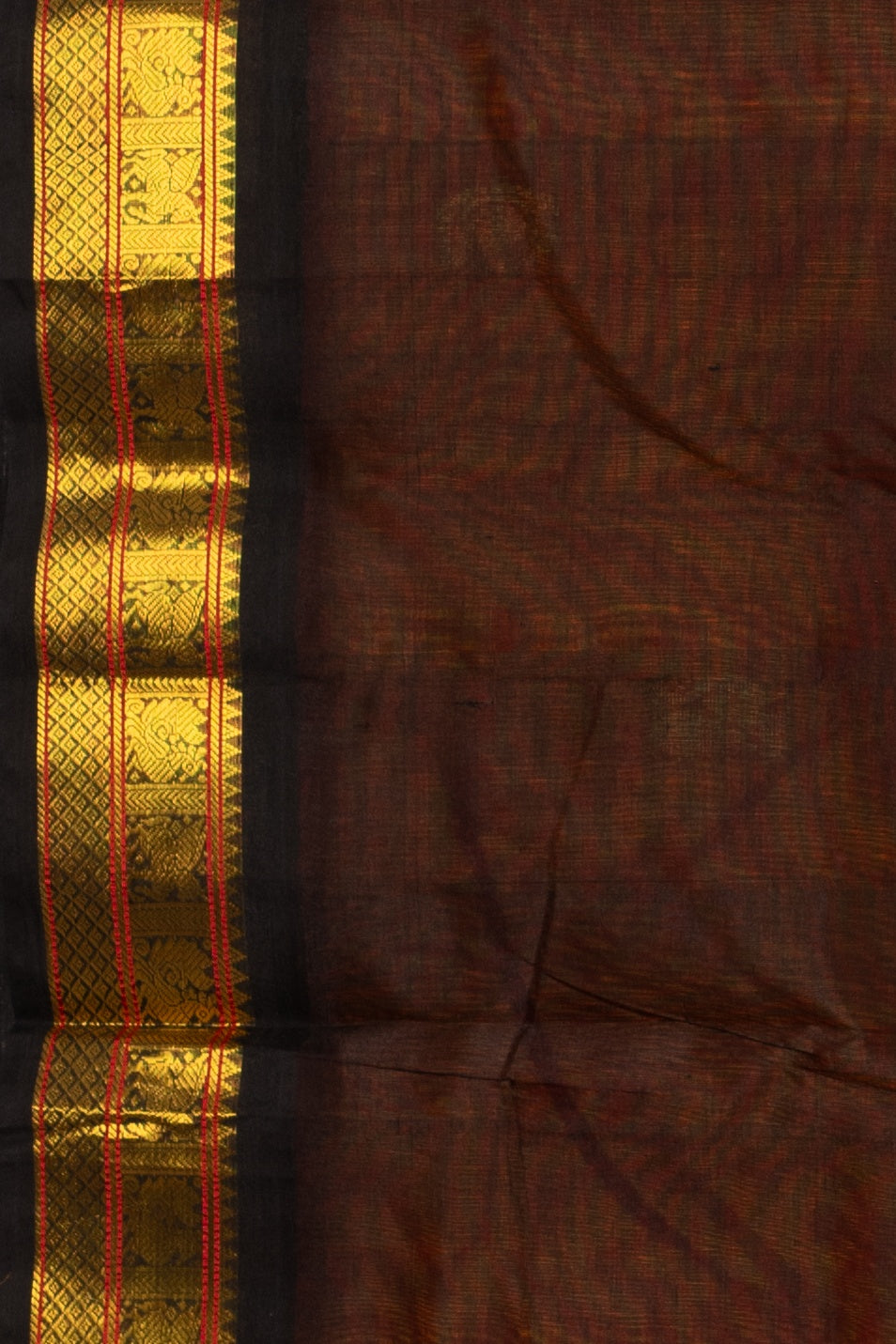 Orange And Black Silk Cotton Saree
