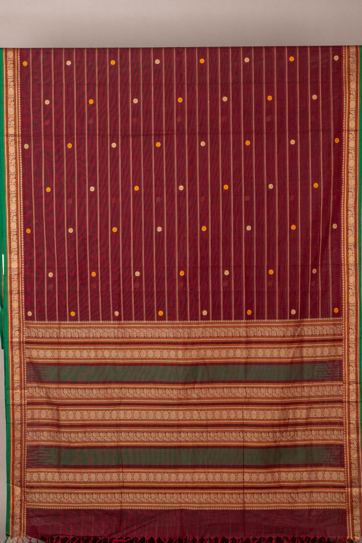 Maroon Mahul chakram pure Kanchi cotton saree