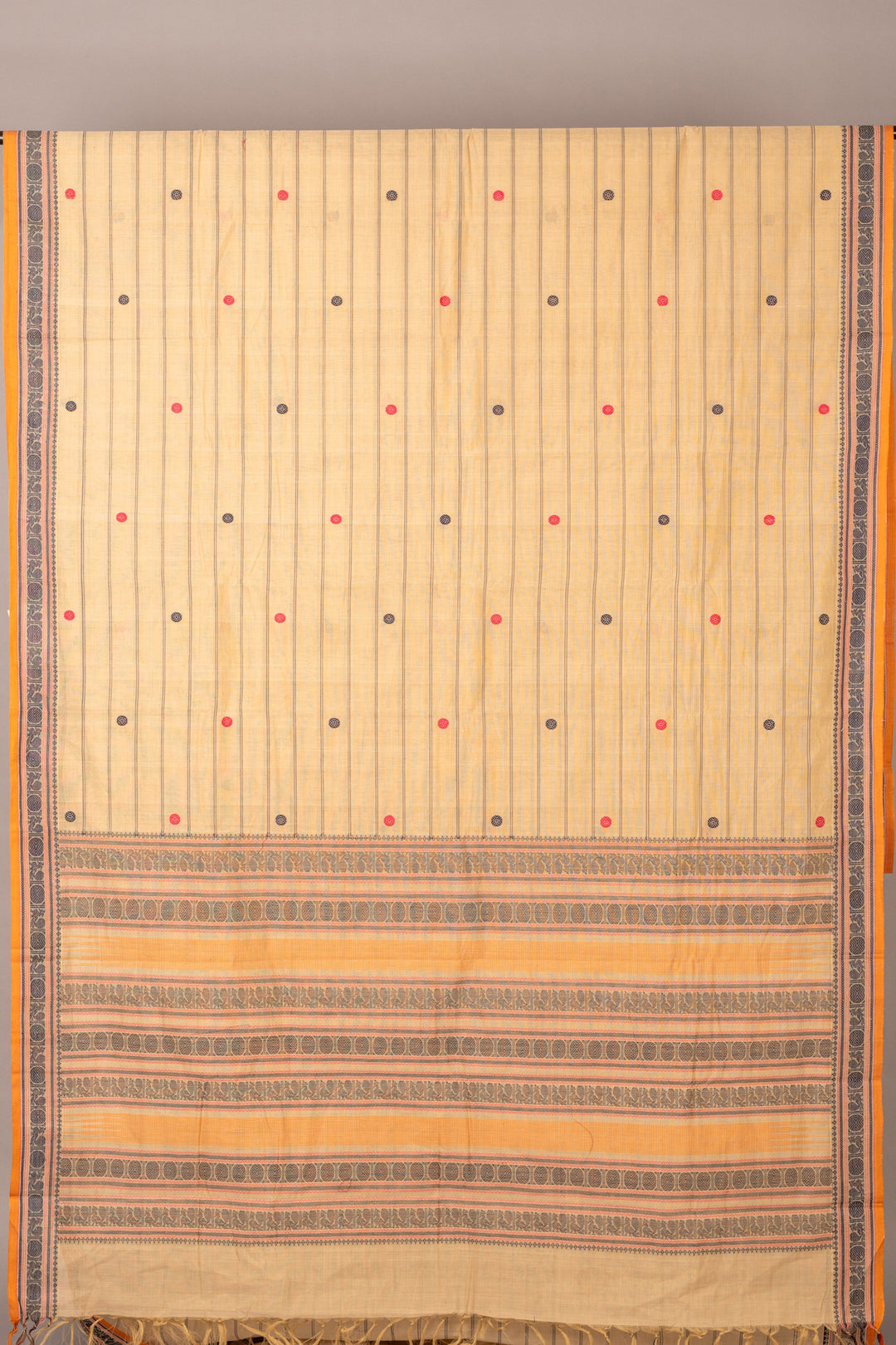 Beige traditional pure Kanchi cotton saree