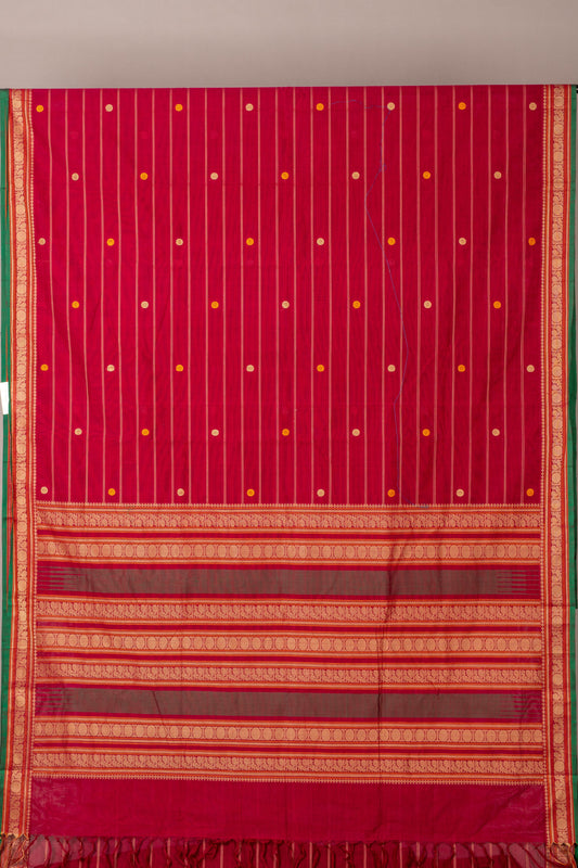 Chilli red Kanchi cotton saree