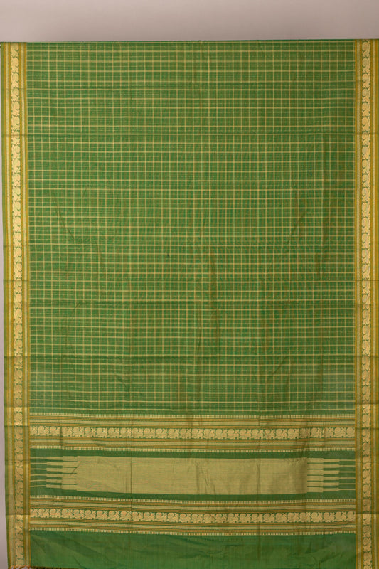 Green Thread Weave Kanchi Cotton Saree