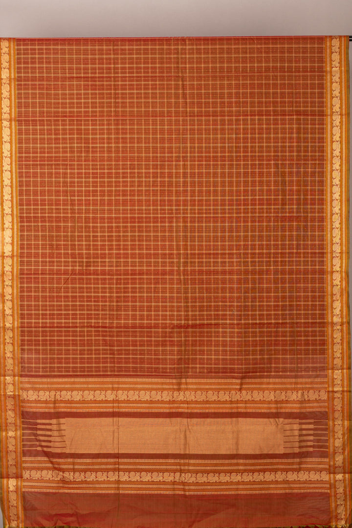 Deep Roasted Brown Kanchi Cotton Saree