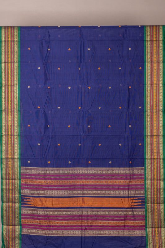 Blue and green Kanchi cotton saree